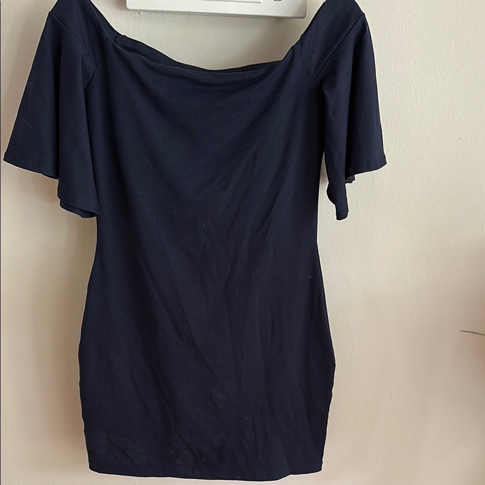 Susana Monaco Navy Blue off shoulder  Mini Dress